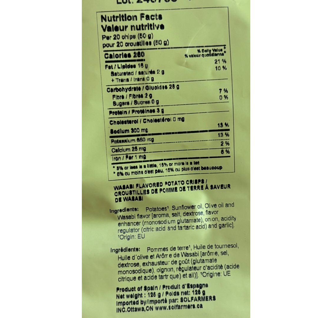 Inessence potato chips wasabi - Solfarmers