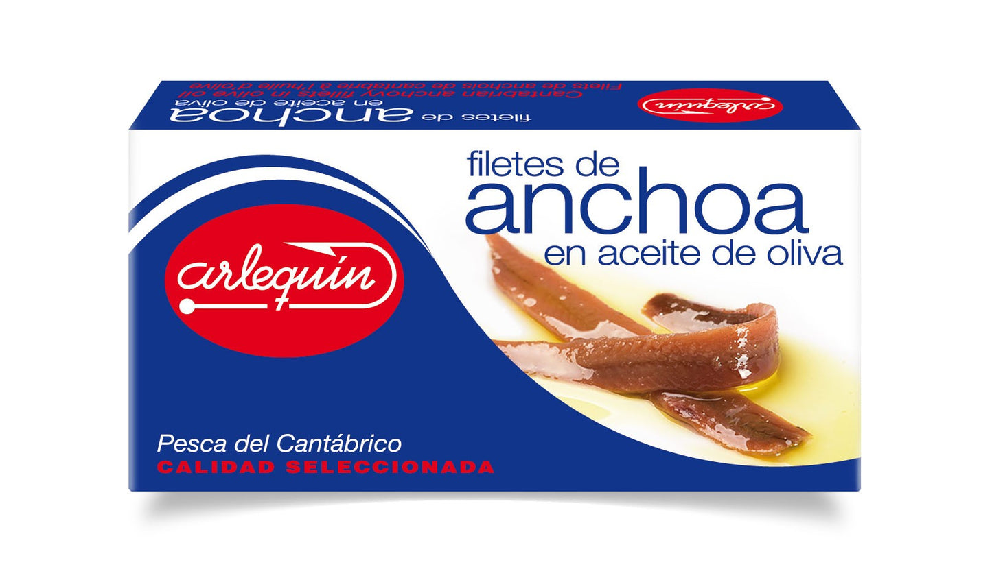 Anchois Cantabrique à l'Huile d'Olive Ligne Bleue - Anchoa Cantábrica Arlequín, 50g