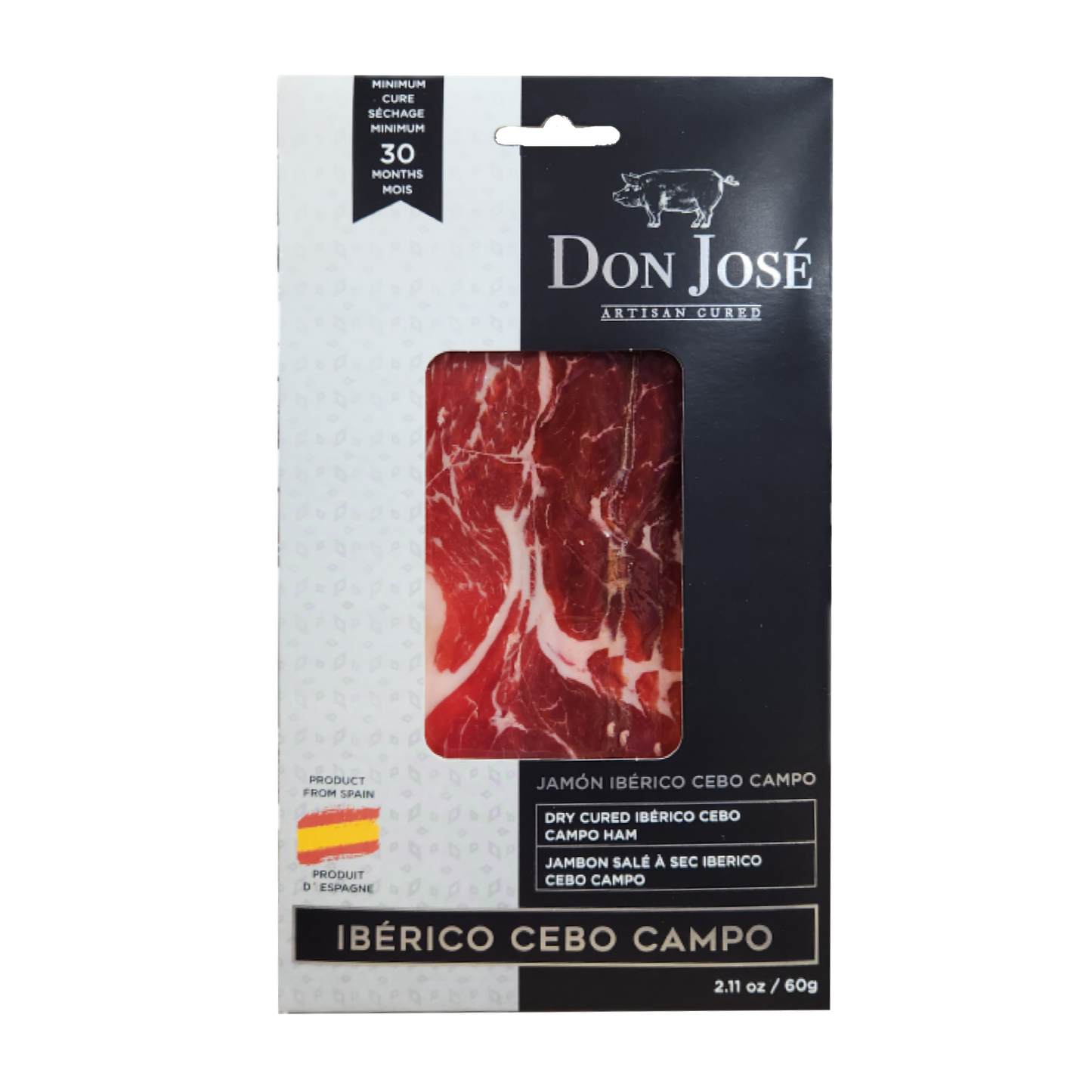 DON JOSÉ. Jambon Ibérique de Cebo "Jamon Ibérico de Cebo" (Tranché 60gr)