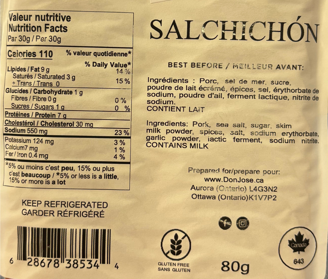 DON JOSÉ. Spanish Salchichón with Truffle "Salchichón Español con Trufa". (Stick 225gr)