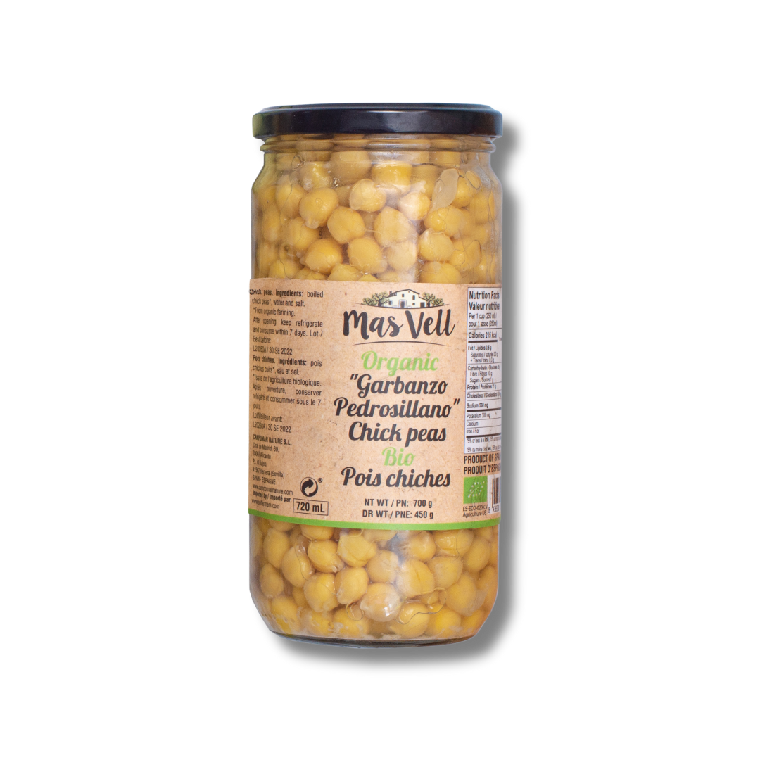 Mas Vell organic chickpeas Pedrosillano in brine, 700 g - Solfarmers