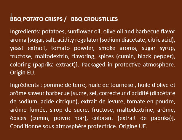 Chips de pommes de terre Inessence Barbecue BBQ 125 gr