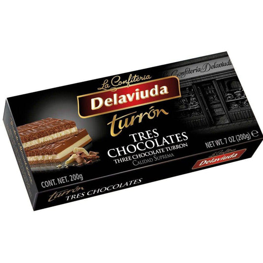 Delaviuda Three Chocolates Turron 200gr - Solfarmers