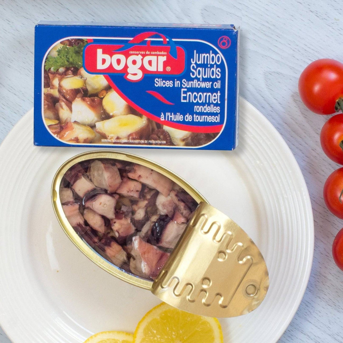 Bogar jumbo squid slices in sunflower oil - Solfarmers