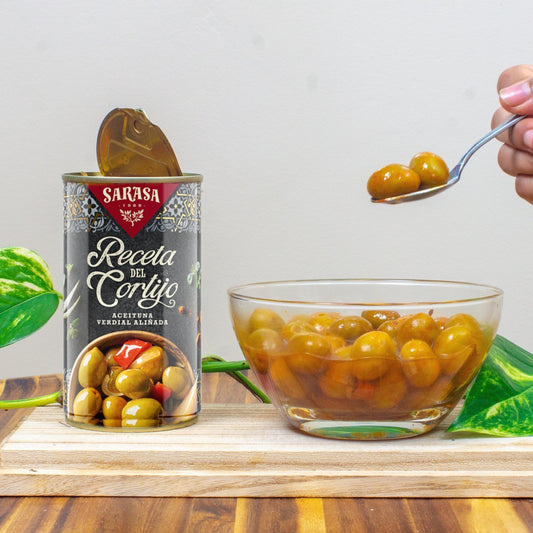Marinated green olives "Receta del Cortijo" by Sarasa - Solfarmers